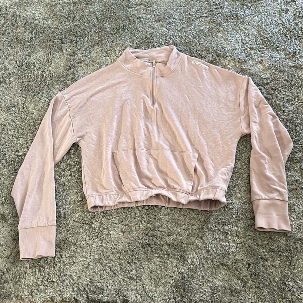 Lavender Gymshark Cropped Hoodie L
